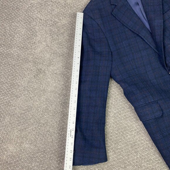 Peter Millar Windowpane Blazer Sport Coat Men's 42R Fit 42S Blue Soft Wool Plaid - Picture 13 of 16